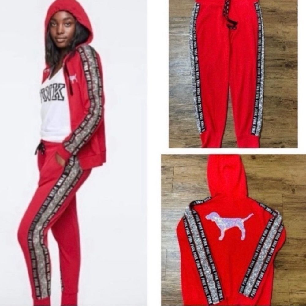 PINK VS RED BLING HOODIE /
JOGGERS OUTFIT SET XL